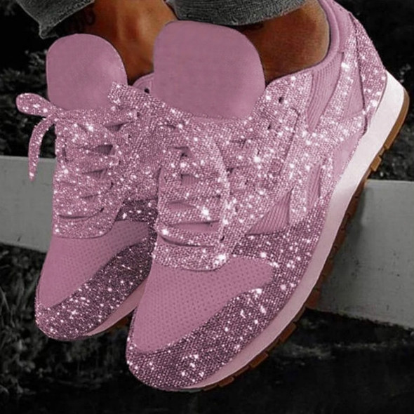 Autumn and Winter Sponge Sequins Breathable Platform Sports Shoes, Size:35(Pink)