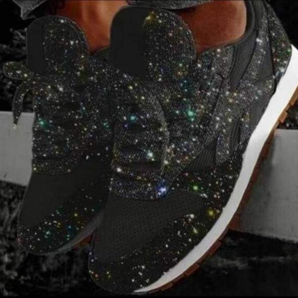 Autumn and Winter Sponge Sequins Breathable Platform Sports Shoes, Size:37(Black)