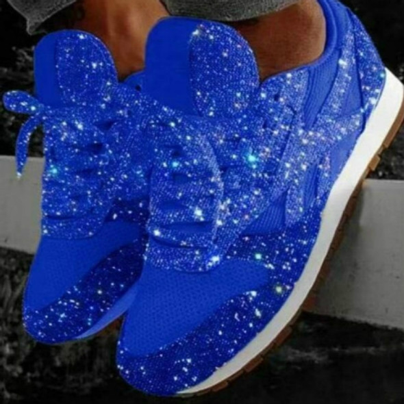 Autumn and Winter Sponge Sequins Breathable Platform Sports Shoes, Size:36(Blue)