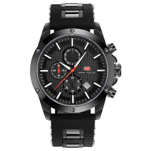 MINI FOCUS MF0089G Waterproof Quartz Watch Luminous Men Sports Watch(Black Surface  Black Shell Black Belt)