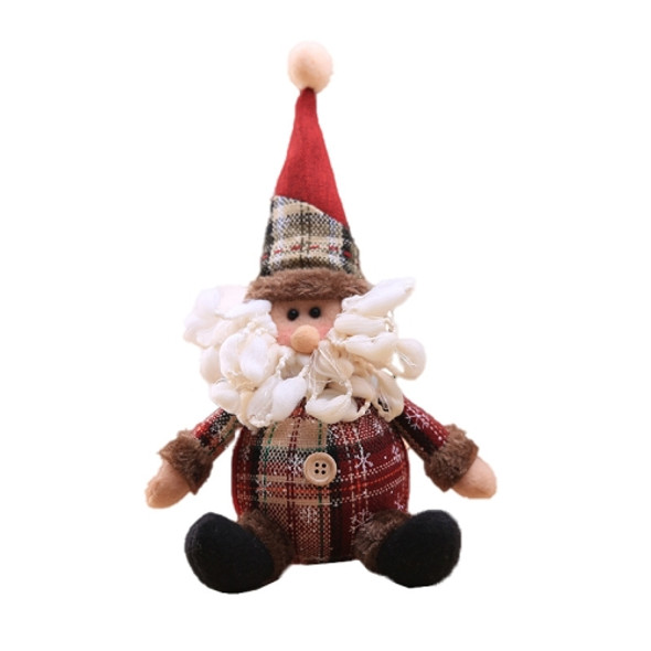 2 PCS Christmas Tree Ornaments Cartoon Dolls Snowflake Plaid Cloth Dolls Christmas Tree Ornaments Children Holiday Gifts(E902 Sitting Old Man)