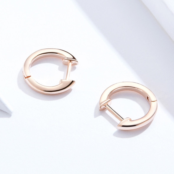 Simple Earrings Sterling Silver S925 Earrings Ear Buckles, Color:Rose Gold