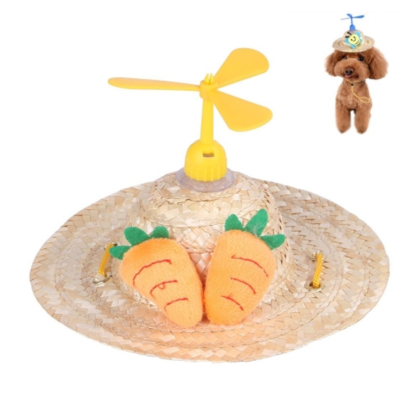 2 PCS Pet Bamboo Dragonfly Straw Hat Headdress Cat Dog Decoration, Size: M(Radish)