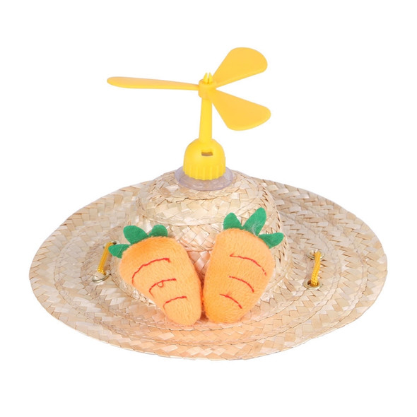 2 PCS Pet Bamboo Dragonfly Straw Hat Headdress Cat Dog Decoration, Size: M(Radish)