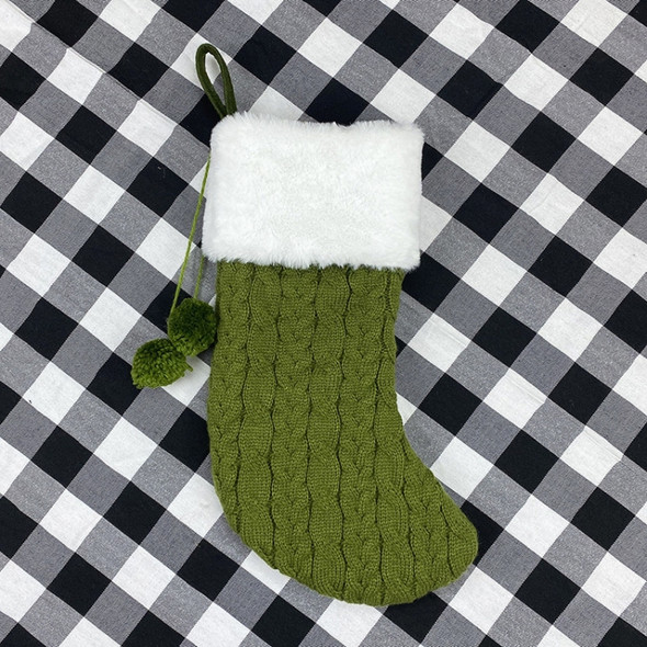 Christmas Knitted Socks Gift Bag Ornament Supplies Pendant(Green)