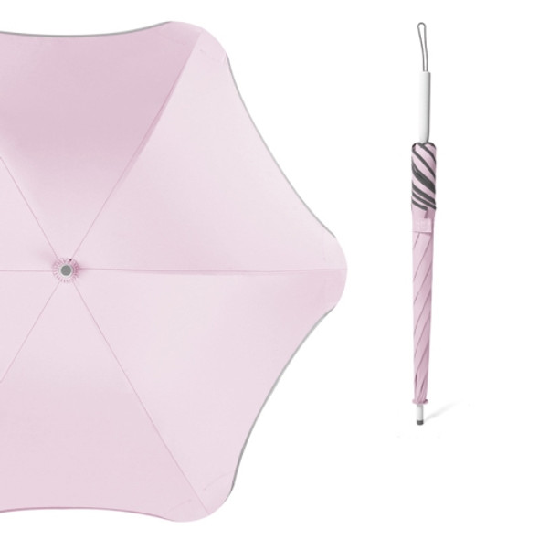 Creative Rounded Flower-shaped Long-handled Straight Umbrella Sunscree Anti-UV Sun Umbrella(Pink)