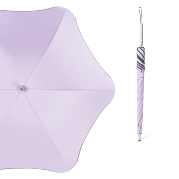 Creative Rounded Flower-shaped Long-handled Straight Umbrella Sunscree Anti-UV Sun Umbrella(Purple)
