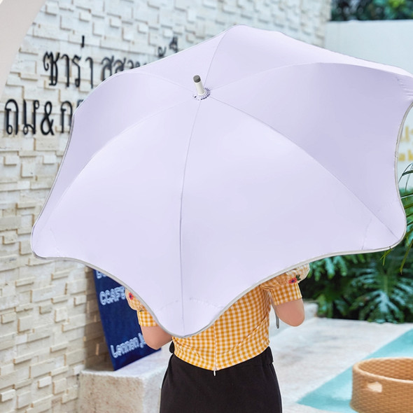 Creative Rounded Flower-shaped Long-handled Straight Umbrella Sunscree Anti-UV Sun Umbrella(Purple)