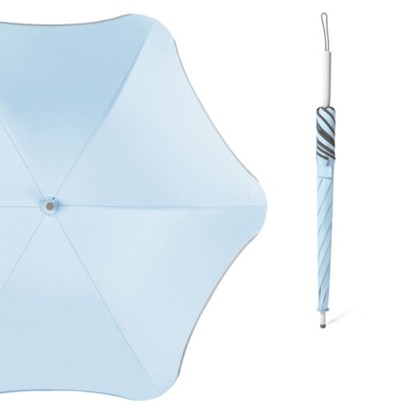 Creative Rounded Flower-shaped Long-handled Straight Umbrella Sunscree Anti-UV Sun Umbrella(Blue)