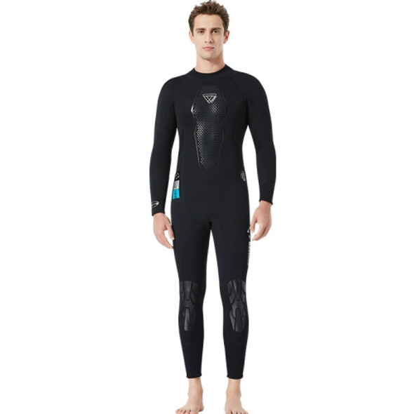 DIVE&SAIL WS-19496 One-piece Thermal Diving Suit Long-sleeved Snorkeling Swimsuit, Size:XXL(Black)