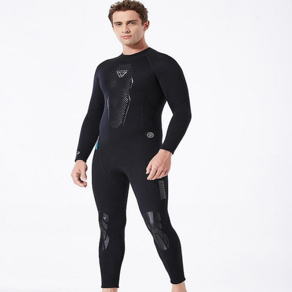 DIVE&SAIL WS-19496 One-piece Thermal Diving Suit Long-sleeved Snorkeling Swimsuit, Size:XL(Black)