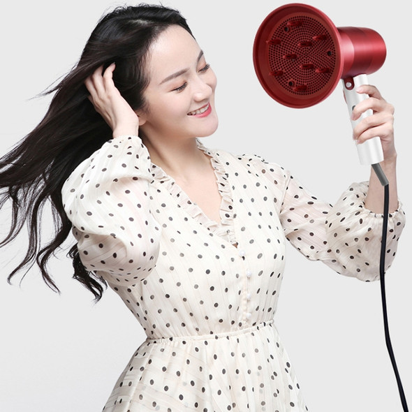 Household Negative Ion Hair Dryer Hotel Hot And Cold Air Hair Dryer Hammer Shape Hair Dryer, Product specifications: EU Plug(Rose Red + Pearl White)