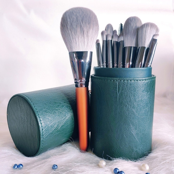 12 in 1 Soft Quick-drying Makeup Brush Set for Beginner, Exterior color: 12 Makeup Brushes + Green Tube