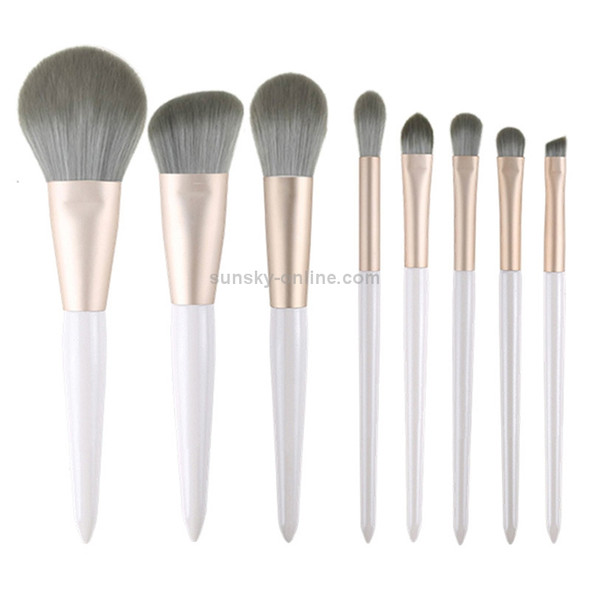 8 in 1 Makeup Brush Set Beginner Portable Soft Hair Facial Beauty Brush, Exterior color: 8 Granny Gray + Floral Bag