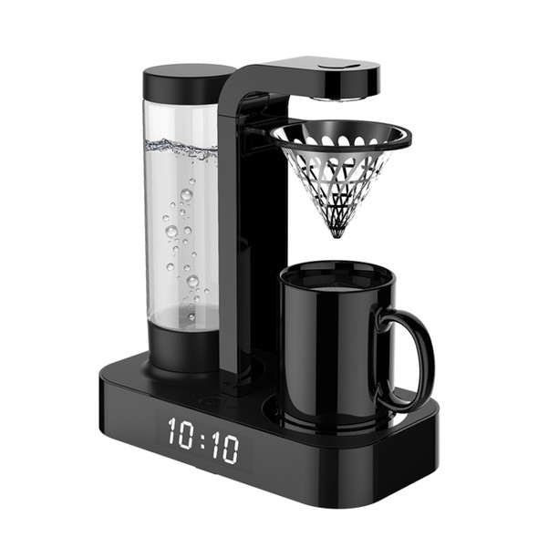 HOMEZEST Household Stainless Steel Mesh Coffee Machine Commercial Automatic Drip Coffee Maker, Style:EU Plug(Black)