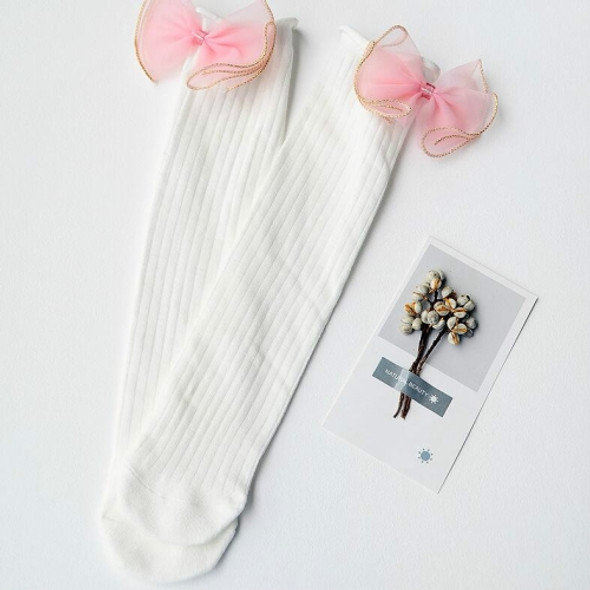 Children Cotton Tube Socks Princess Bow Stockings, Size:One Size(Milky White)