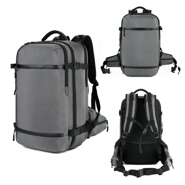 Ozuko 8983 Men Outdoor Waterproof Backpack Multi-Function Student Computer Travel Bag, Size: 20 inch(with Waist Bag)(Light grey)