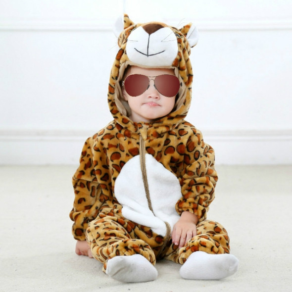 Babies Cartoon Animal Shape Flannel Jumpsuit Romper, Size:90CM(Leopard)