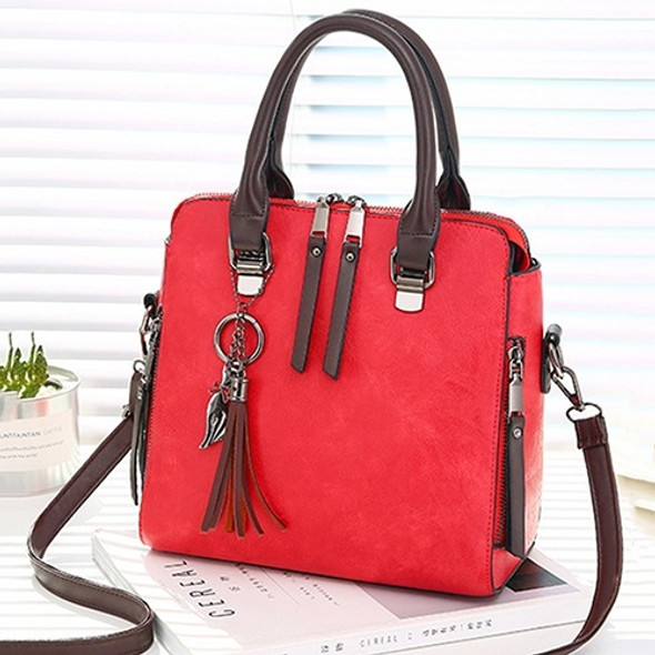 Vintage PU Leather Ladies HandBags Women Messenger Bags Totes Tassel Designer Crossbody Shoulder Bag Boston Hand Bags(Wine Red)