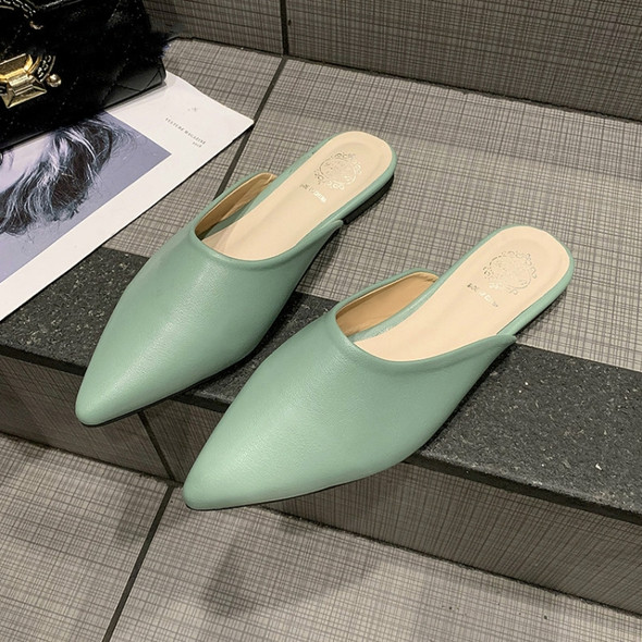 Sexy Pointed Head Womens Flat Slippers Non-SlipFlats Shoes, Shoe Size:36(Light Green)
