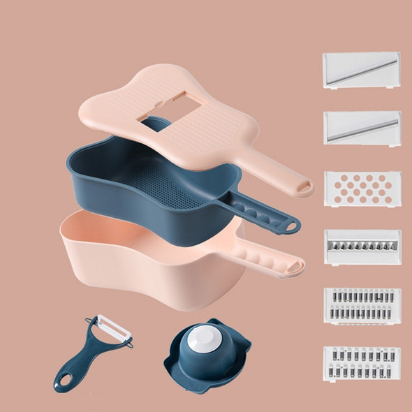 Kitchen Ukulele Shape Multifunction Drain Basket Potato Shaved Peeling Slicer Cutter(Orange Pink)