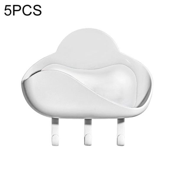 5 PCS Free Punch Cloud Hook Strong Viscose Bathroom Soap Dish Drain Shelf(White)