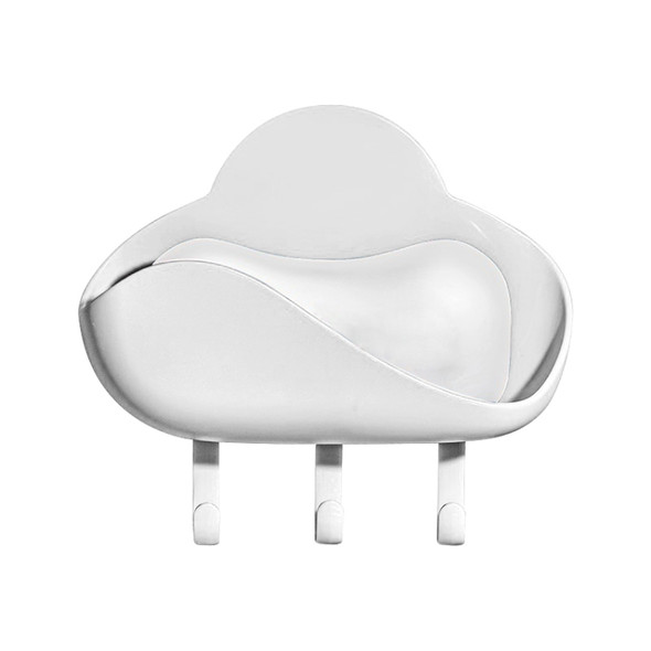 5 PCS Free Punch Cloud Hook Strong Viscose Bathroom Soap Dish Drain Shelf(White)