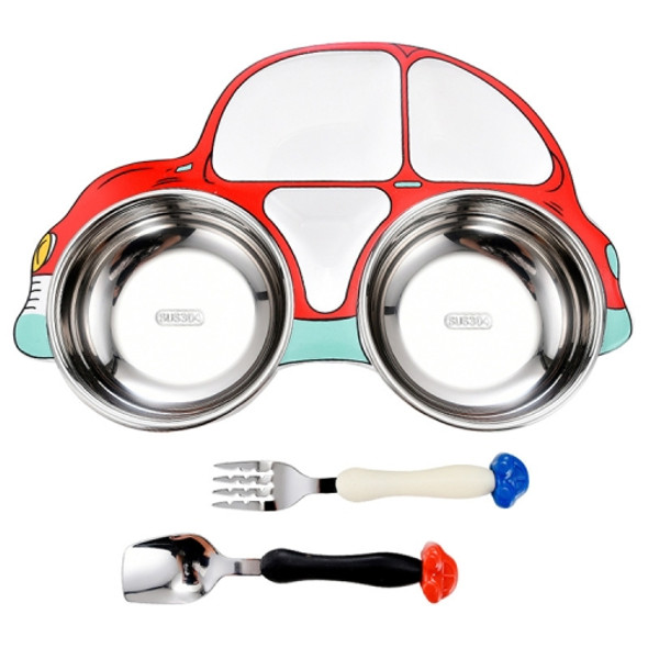 304 Stainless Steel Children Car Dinner Plate, Style:Red