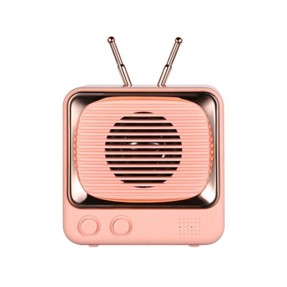 BD13 TV Shape Retro Bluetooth Wireless Speaker Mini Portable Card Audio(Pink)