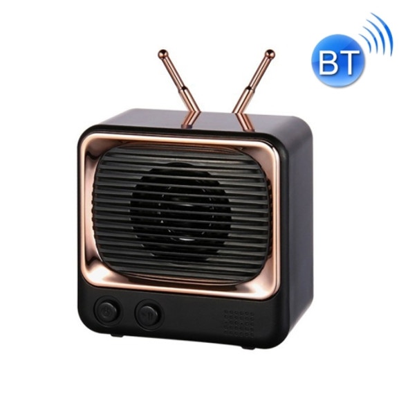 BD13 TV Shape Retro Bluetooth Wireless Speaker Mini Portable Card Audio(Black)