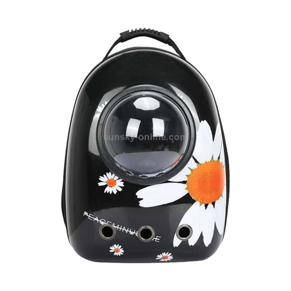 12-hole Breathable Transparent Go Out Portable Space Capsule Pet Carrier Backpack(Black Chrysanthemum)