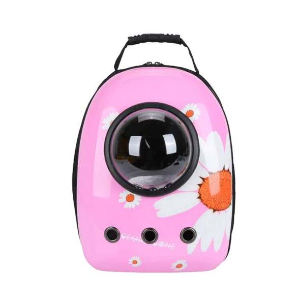 12-hole Breathable Transparent Go Out Portable Space Capsule Pet Carrier Backpack( Pink Chrysanthemum)