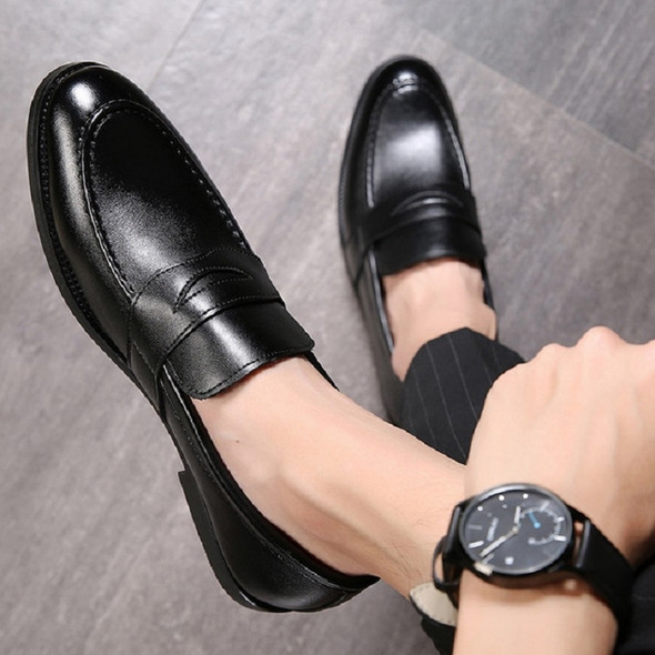 Men Business Casual Shoes Slip-on Shoes British Soft Shoes, Size:40(Black)