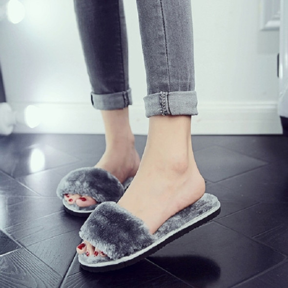 Plush Slippers Fashion Non-slip Soft Couple Slippers, Size:41(Gray)