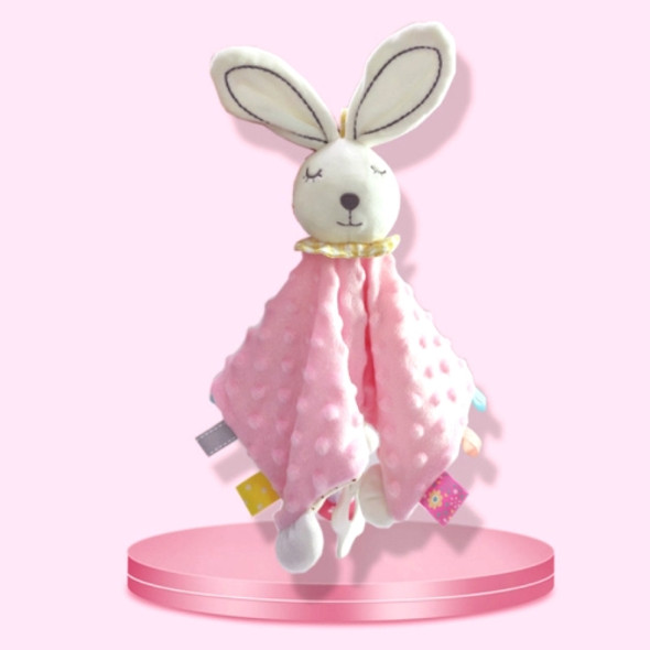Plush Animal Baby Soothing Towel Newborn Teether to Sleep with Bite Doll(Pink Rabbit)