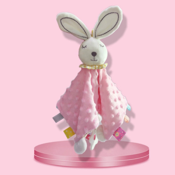 Plush Animal Baby Soothing Towel Newborn Teether to Sleep with Bite Doll(Pink Rabbit)