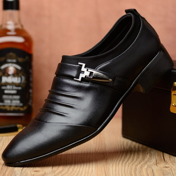 Men Set Business Dress Shoes PU Leather Pointed Toe Oxfords Shoes, Size:47(Black Velvet Lining)