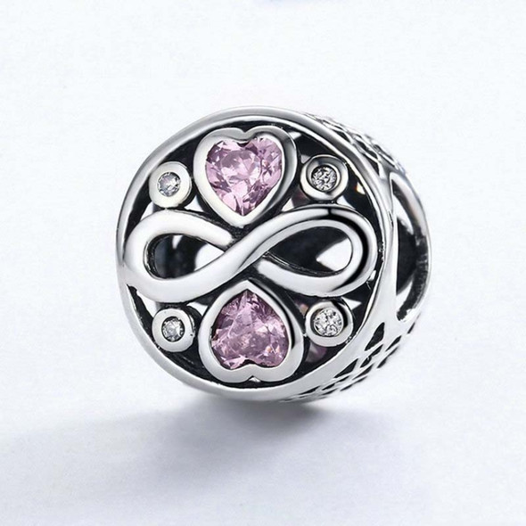 925 Sterling Silver Infinity Love Pink Heart Crystal Beads Charm Bracelets Jewelry
