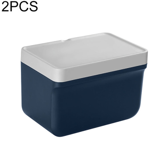 2 PCS Toilet Tissue Box Punch-free Rack(Dark Blue + Light Gray)