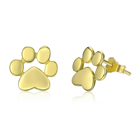 Women Fashion Pet Cat Footprints Silver Earrings, Color:Gold