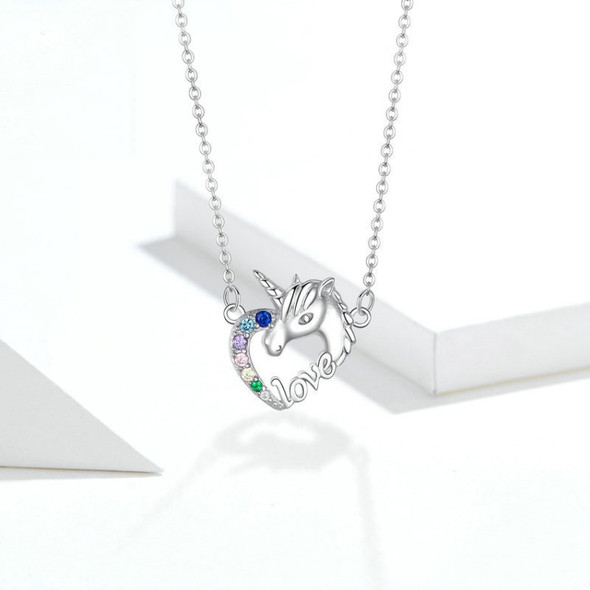 S925 Sterling Silver Necklace Cute Animal Unicorn Necklace
