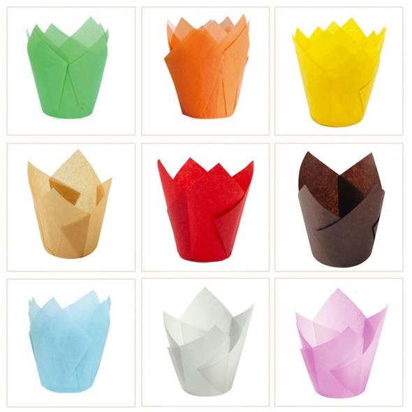 50 PCS / Set Tulip Shape Oil Heat Resistant Cake Paper Cup(Green)