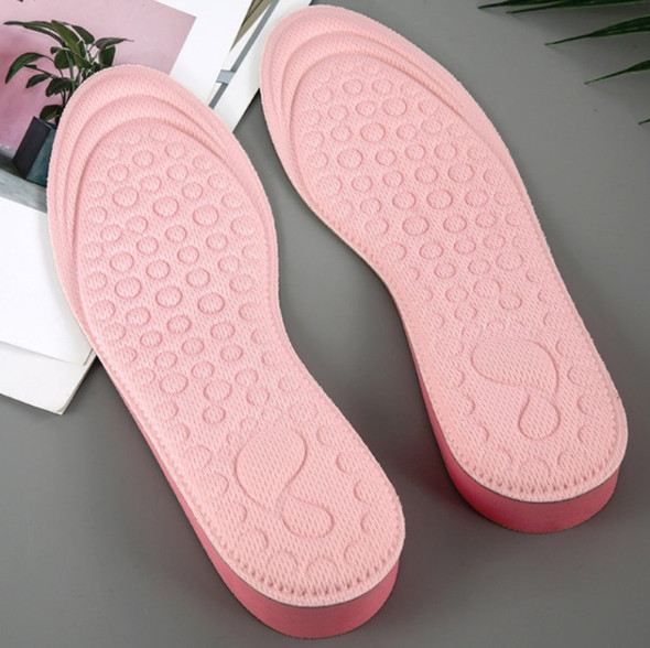 2 Pairs Massage Inner Heightening Insoles Men and Women EVA Breathable Sports Heightening Shoes Full Pad, Size: 39-40(Pink 3.5cm)