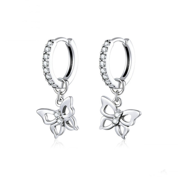 Butterfly S925 Sterling Silver Earrings Hollow Zircon Earrings