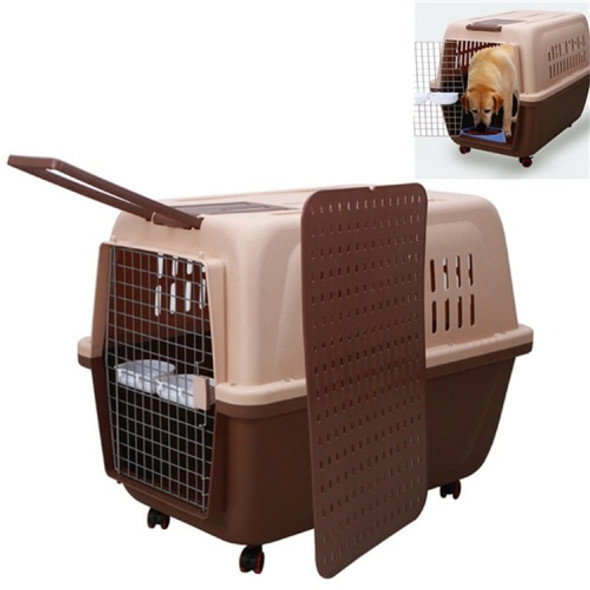 Pet Supplies Flight Case for Cats and Dogs, Size:91x64x75cm(Beige + Coffee)