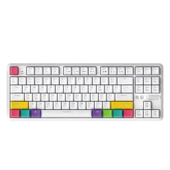 Ajazz K870T 87-keys Wired Bluetooth + Type-C Rechargeable Mechanical Keyboard  Mini RGB Backlit Keyboard, Cable Length: 1.6m(Green Shaft)