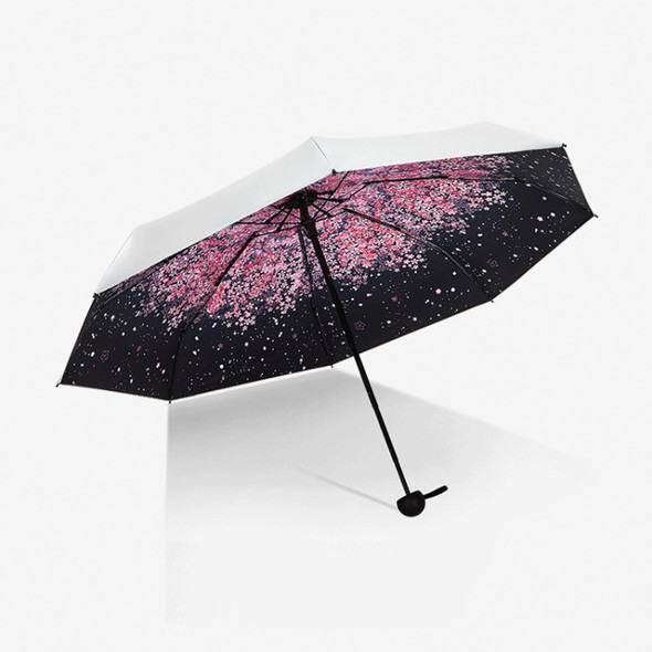 Anti-ultraviolet Sunshade Sun Umbrella Compact and Portable Titanium Silver Plastic Sun Umbrella(Flower Sea Cherry Blossom)