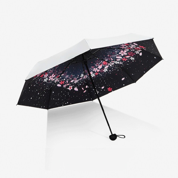 Anti-ultraviolet Sunshade Sun Umbrella Compact and Portable Titanium Silver Plastic Sun Umbrella(Swan Cherry)