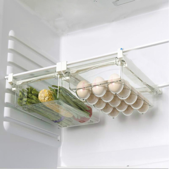 Refrigerator Storage Box Drawer Type Square Household Multifunctional Food Preservation Box, Specification: 1 Egg Box + 1 Fresh Box