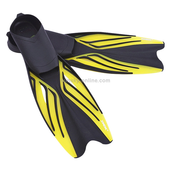 Swimming Free Diving Fins Silicone Flippers Diving Equipment, Size:L（43-44）(Transparent Yellow)